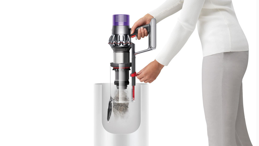 Dyson V10 Absolute – ľahké vysypávanie zásobníka na odpad