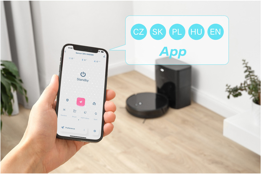 Robotický vysavač Sencor SRV 6485BK Ovládání z telefonu