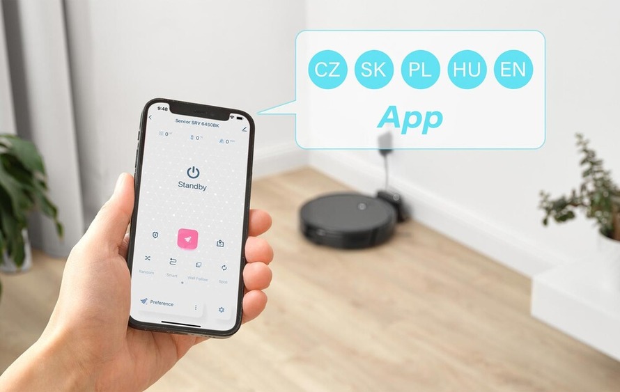 Robotický vysavač Sencor SRV 6450BK Ovládání z telefonu